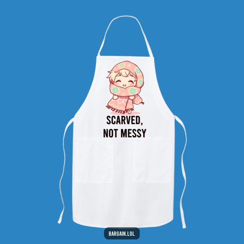 Funny Chef Apron: Radiant Smile & Giant Scarf Design - Kitchen Funny Gift