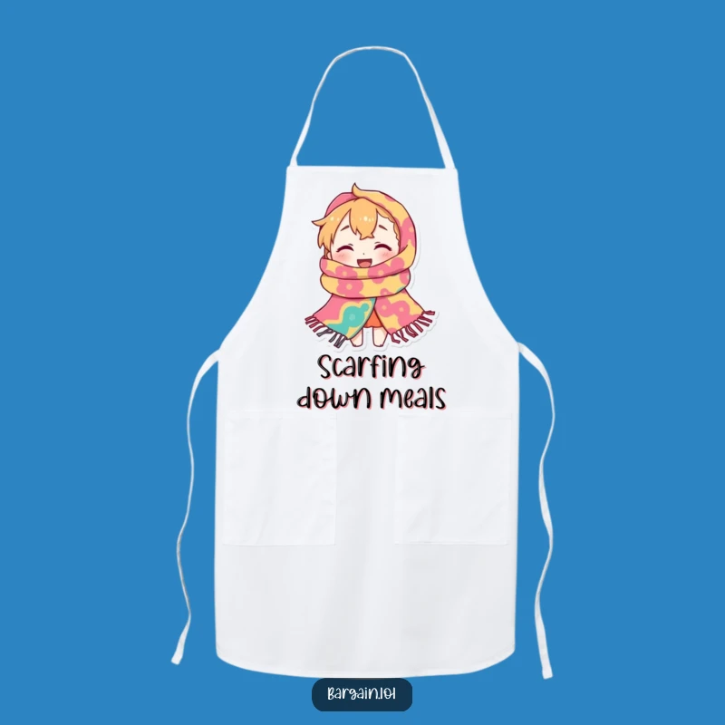 Funny Kitchen Scarf Apron: Cook with Joy in This Tiny Character's Huge Scarf!