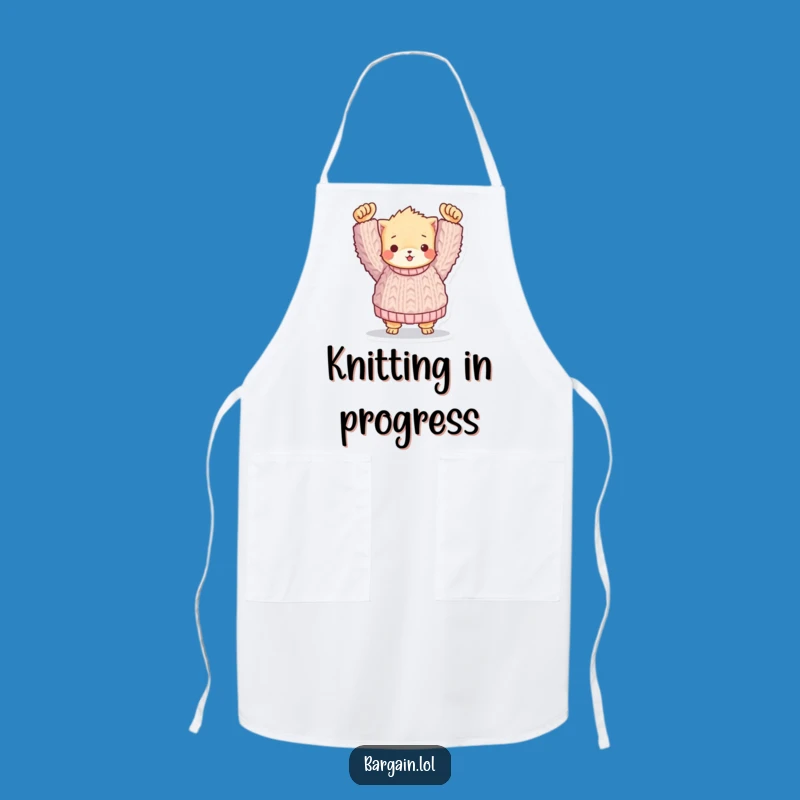 Funny Knitter's Apron: Fuzzy Friend's Sweater Triumph, Kitchen Humor Gift