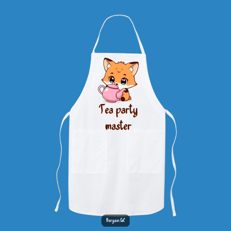 Funny Kawaii Fox Apron: Sip Tea with Quirky Charm
