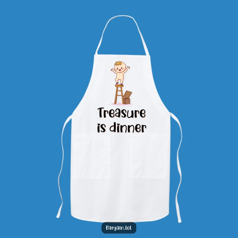 Funny Treasure Chef Apron: Cook Up Adventures with This Cartoony Figure's Quest!