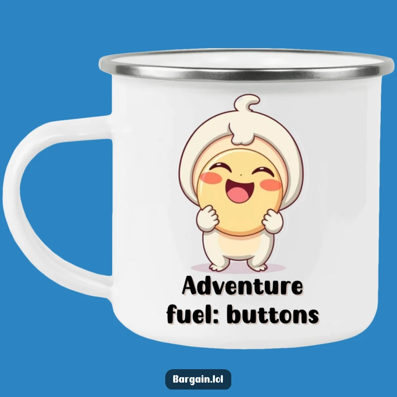 Funny Adventure Button Mug: Delightful Being's Giant Button for Your Outdoor Fun!