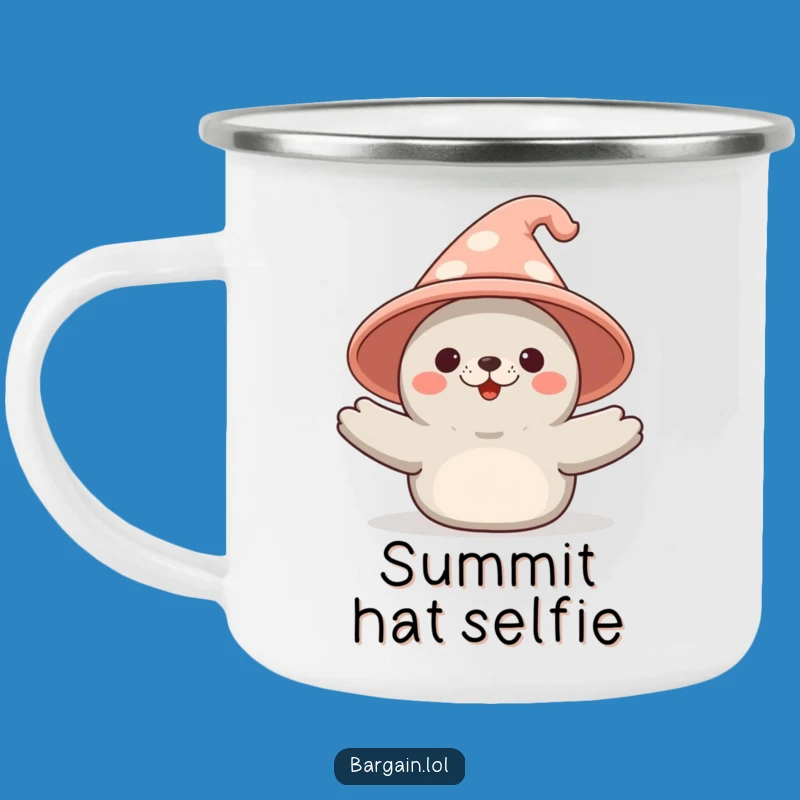 Adventure-Ready Funny Kawaii Seal Camping Mug: Novelty Hat Fun