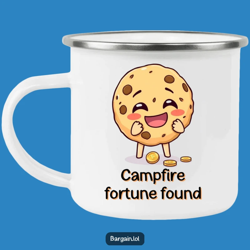 Funny Cookie Coin Camping Mug: Adventure Fuel with Sweet Humor