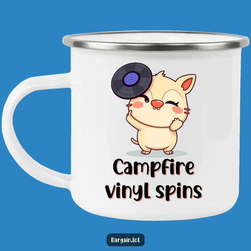 Funny Camp Mug: Creature Balancing Vinyl - Music Lover Outdoor Gift