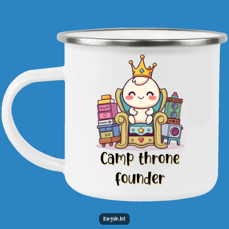 Funny Camp Throne Mug: Royal Character Adventure, Outdoor Hilarious Gift