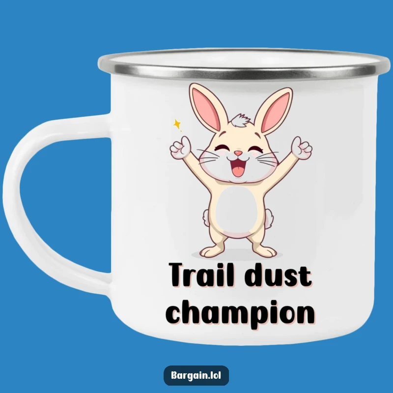 Funny Dust Bunny Camping Mug: Enjoy Your Adventures with This Hilarious Dancing Character!
