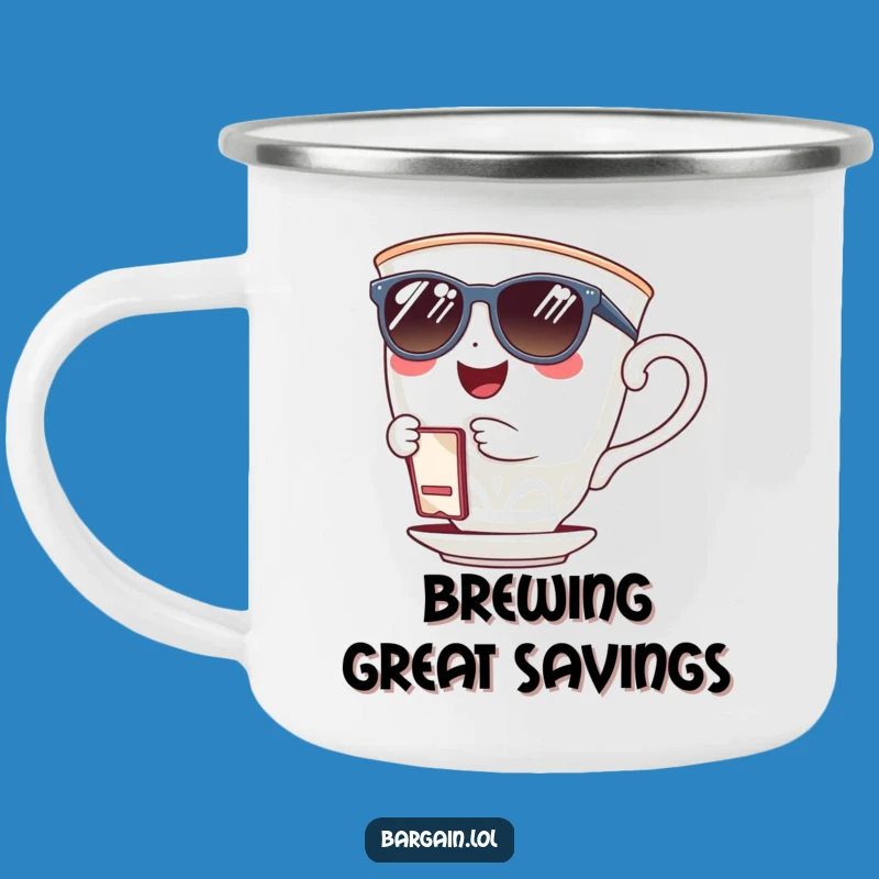Funny Teacup Sunglasses Camping Mug: Adventure Fuel with Cool Style