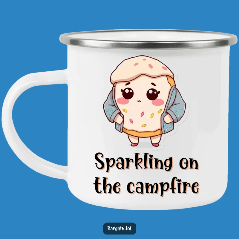Funny Bewildered Donut Sequin Jacket Camping Mug - Quirky Outdoor Fun & Hilarious Gift