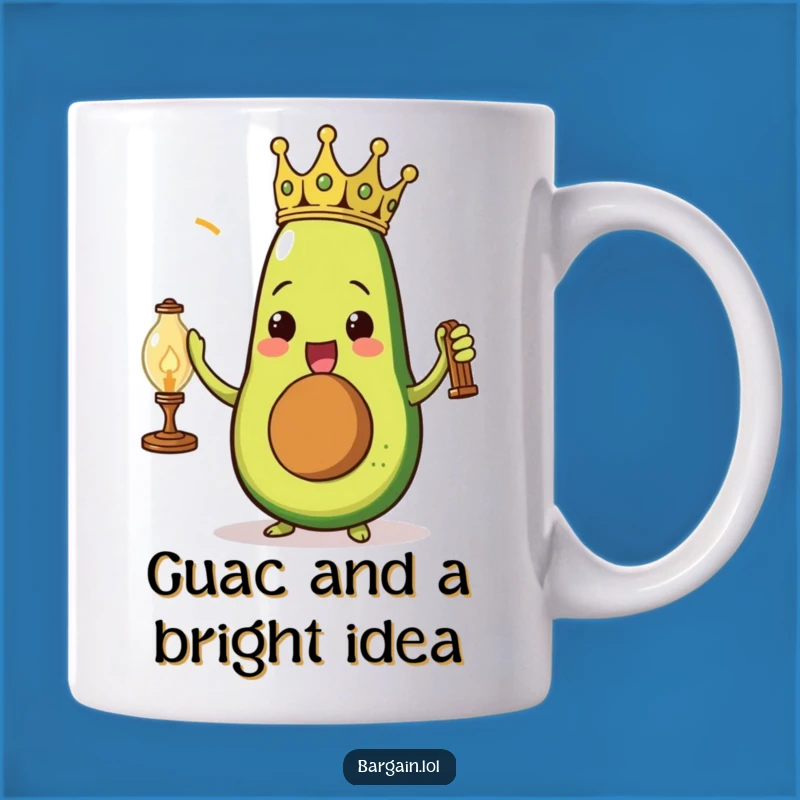 Funny Avocado Lamp King Mug: Triumphant Fruit Humor, Perfect Gift