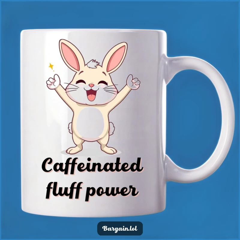 Funny Dust Bunny Mug: Celebrate Triumphs with This Exaggeratedly Happy Dancer - A Hilarious Gift!