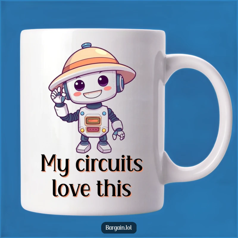 Funny Robot Hat Mishap Mug: Hilarious Robot Gift for Tech Lovers