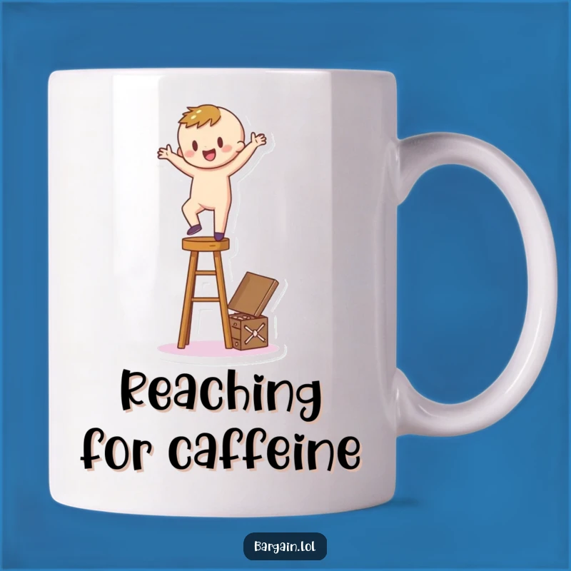 Funny Treasure Hunter Mug: Cartoony Figure's Risky Reach for Hidden Gold!