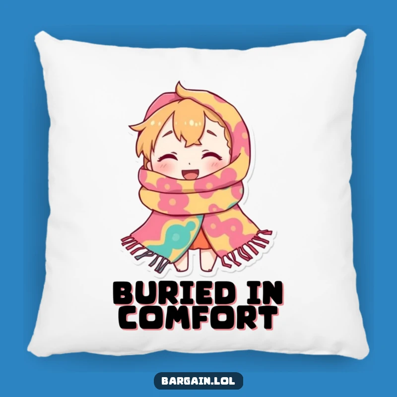 Funny Scarf Comfort Pillow: Tiny Character's Gigantic Scarf Hug, Cozy Funny Gift!