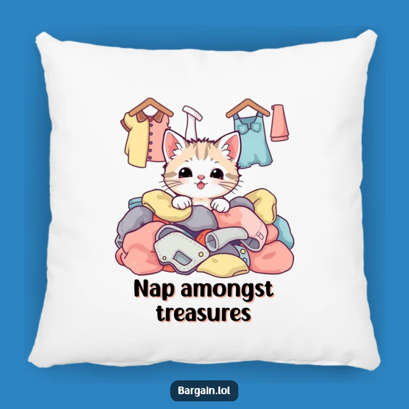 Cozy Funny Kawaii Kitten Thrift Pillow: Soft Happy Cat Decor Gift