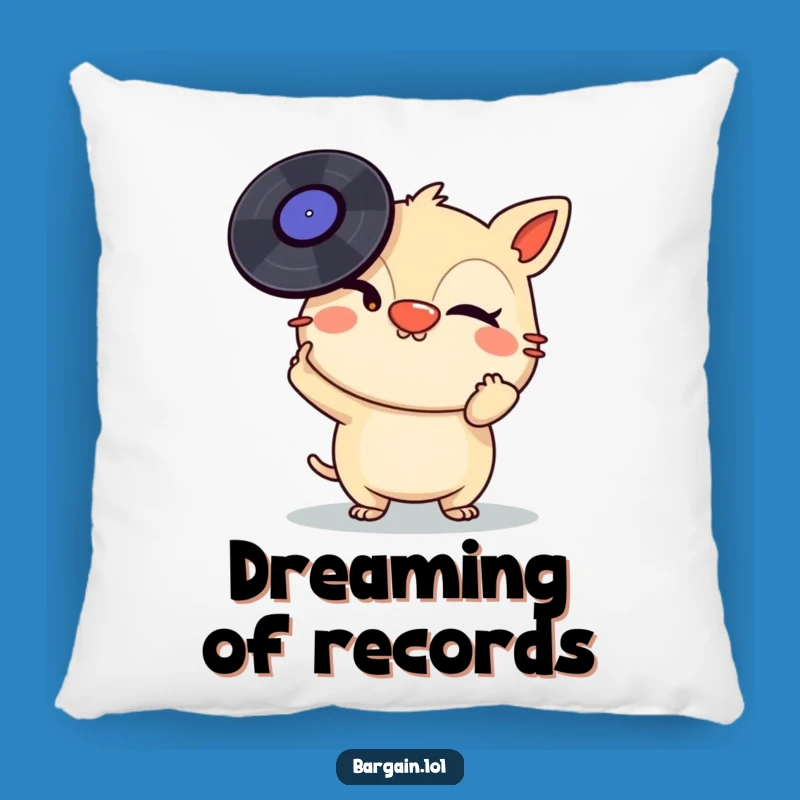 Funny Record Pillow: Mischievous Creature Balancing Vinyl - Cozy Music Accent Gift