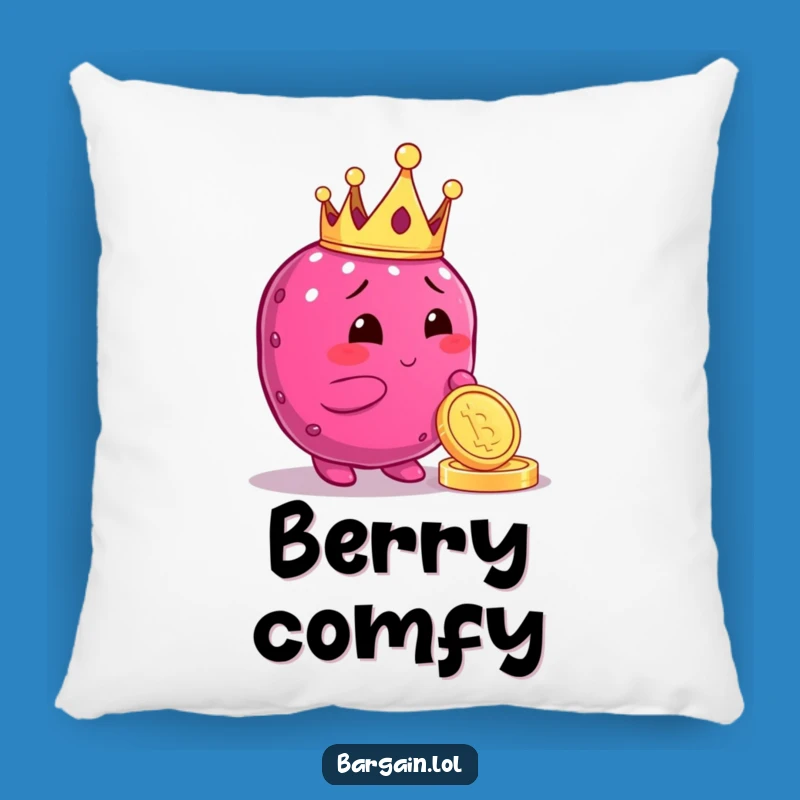Funny Berry King Pillow: Cozy Crowned Berry Comfort, Luxe Funny Gift Accent