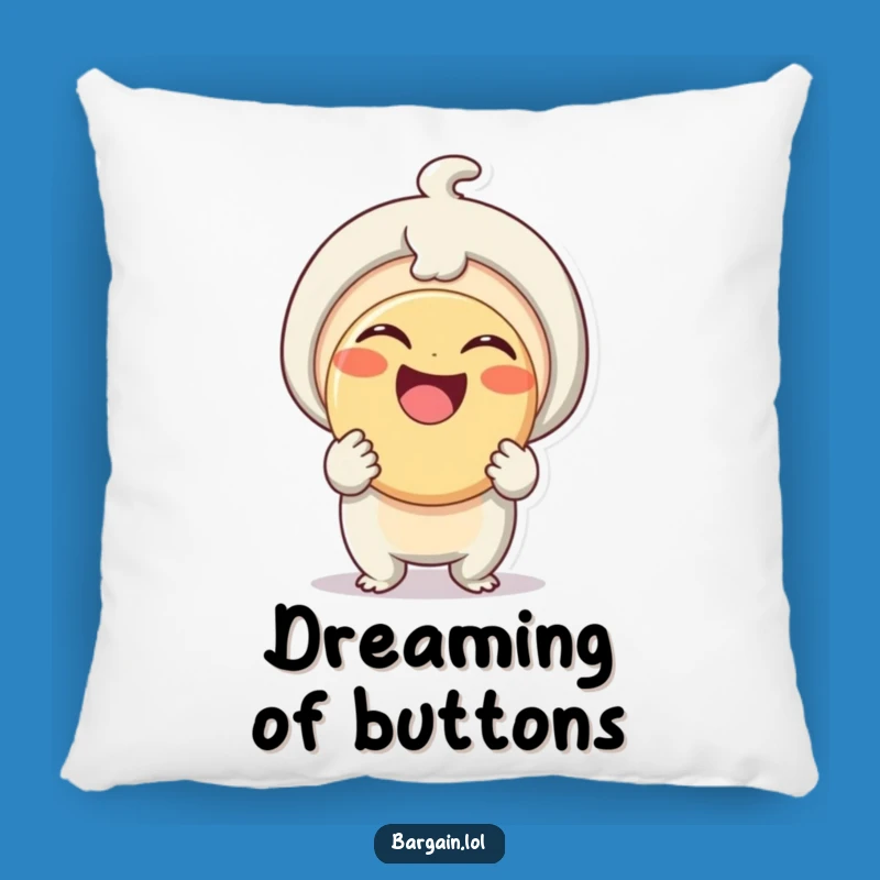 Funny Button Comfort Pillow: Huggable Delight with This Beaming Being and Giant Button!