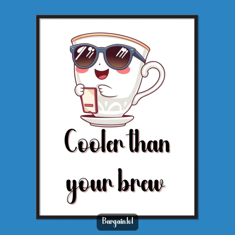 Funny Teacup Sunglasses Digital Art: Printable Coolness, Instant Stylish Decor