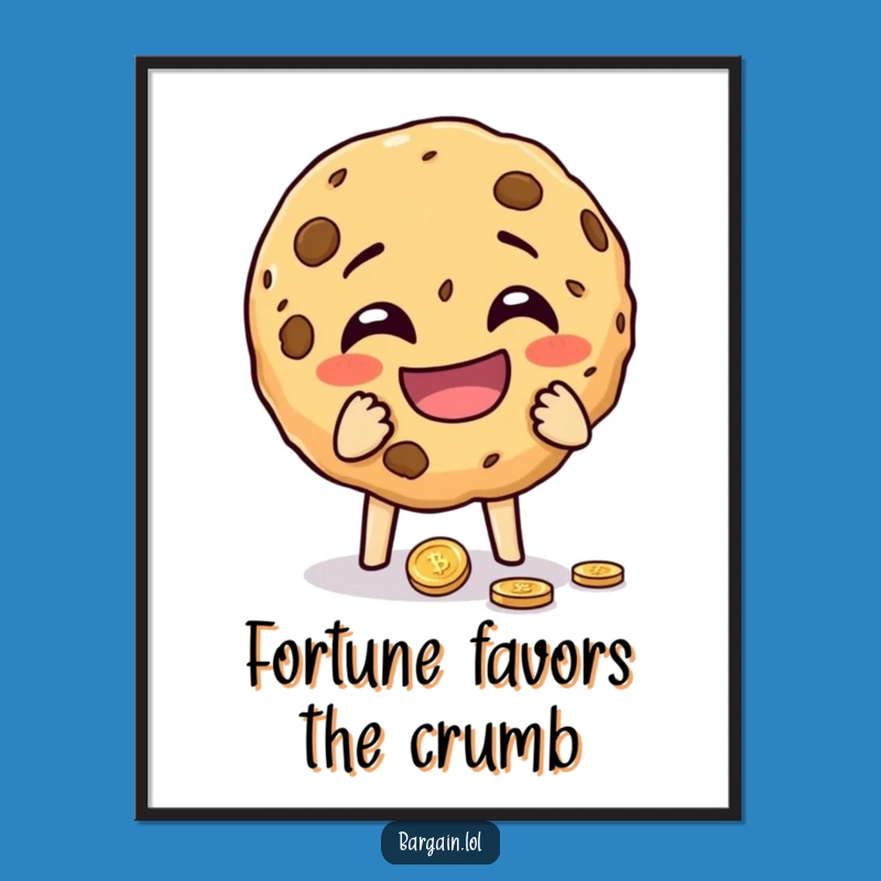 Funny Cookie Coin Digital Art: Printable Sweetness, Instant Humorous Decor