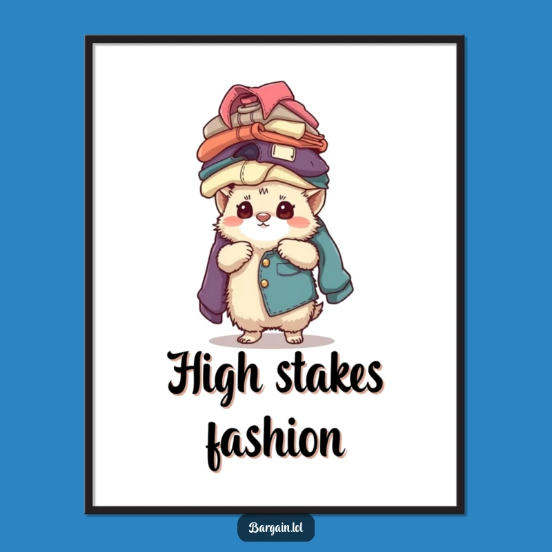 Funny Creature Balancing Digital Print: Instant Vintage Fashion Art