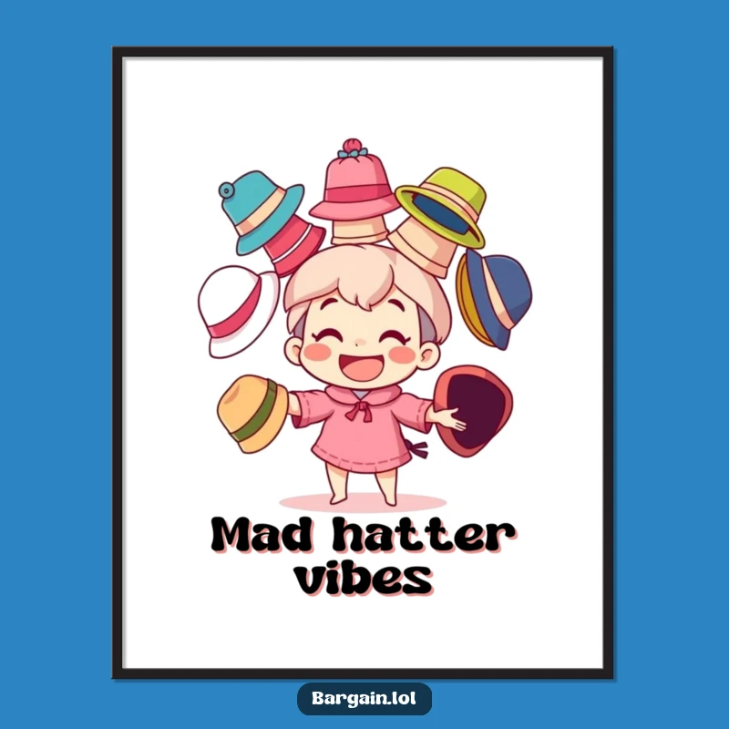 Funny Digital Art: Juggling Hats Character - Instant Grinning Funny Gift