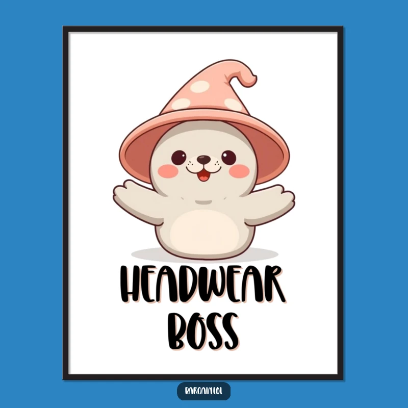 Funny Kawaii Seal Digital Art: Giant Novelty Hat for Instant Joy