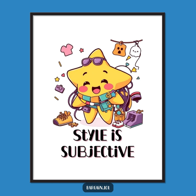 Funny Star Thrift Digital Print: Instant Whimsical Wall Art Download