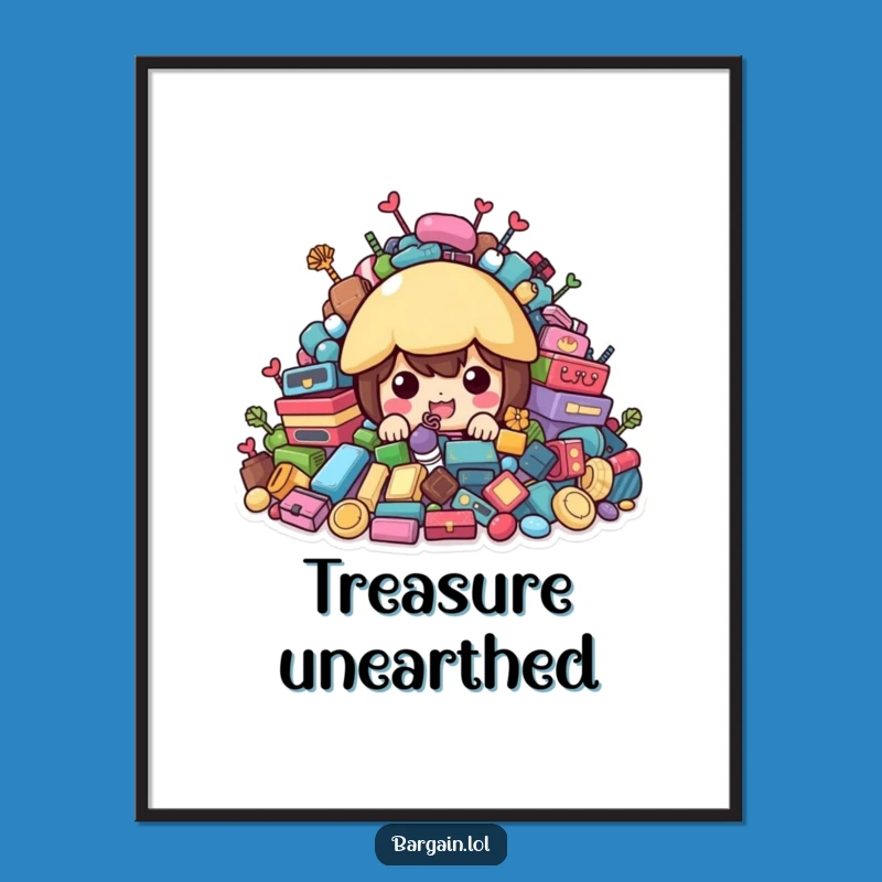 Funny Treasure Peek Art Print - Colorful Second-hand Wall Decor