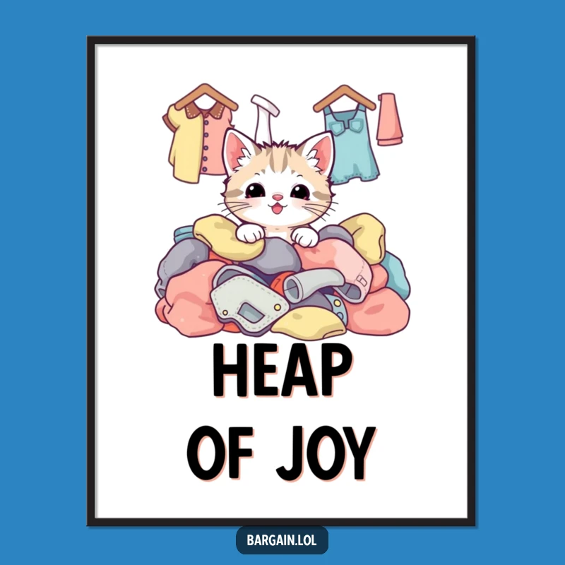 Funny Kawaii Kitten Digital Print: Printable Happy Cat Thrift Art Gift