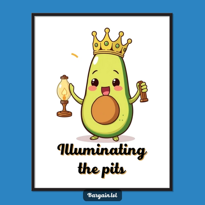 Funny Avocado Crown Digital Art: Triumphant Lamp Download, Perfect Wall Art Gift