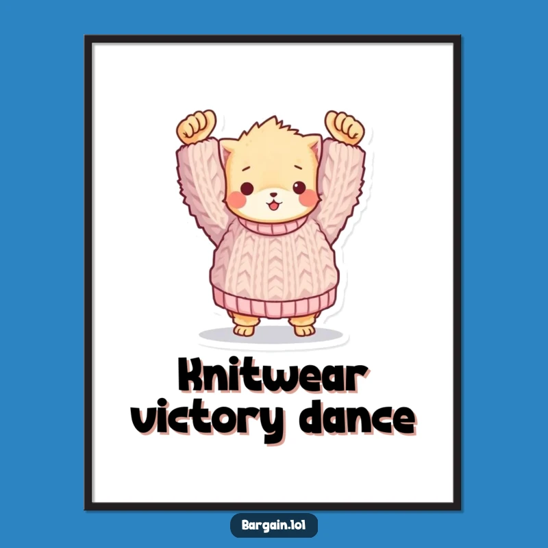 Funny Sweater Fan Print: Fuzzy Friend's Triumph, Instant Humor Art