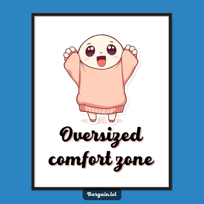 Funny Sweater Digital Art: Cute Character's Thrift Haul Printable Decor