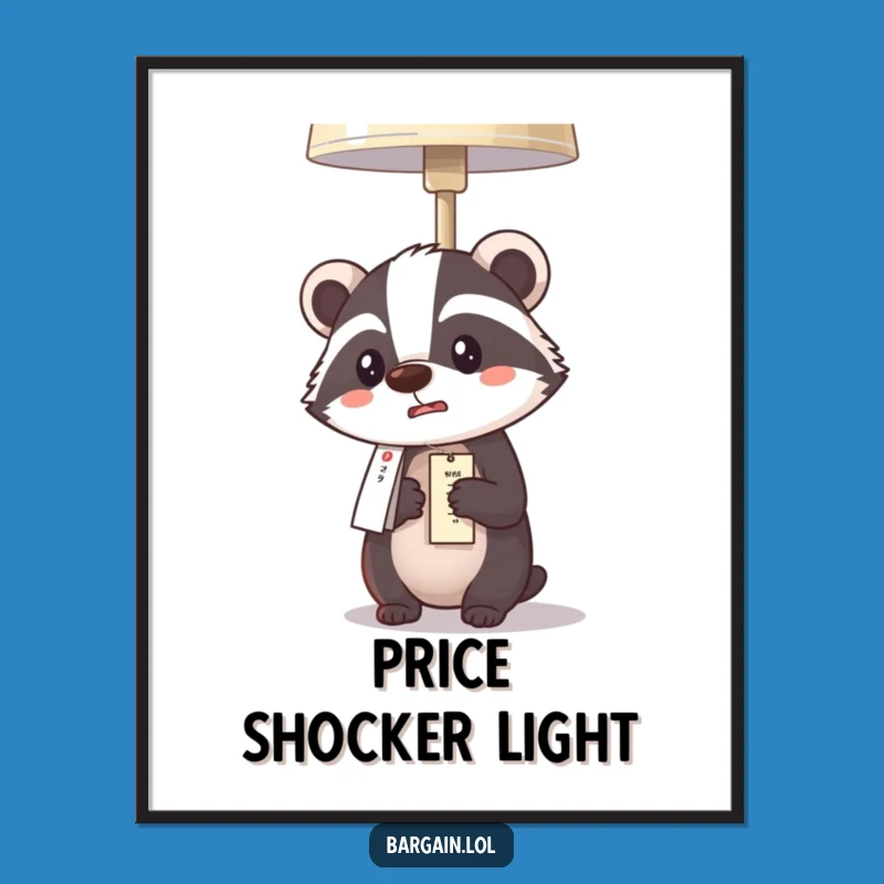 Funny Kawaii Badger Digital Art: Lamp Price Surprise Print