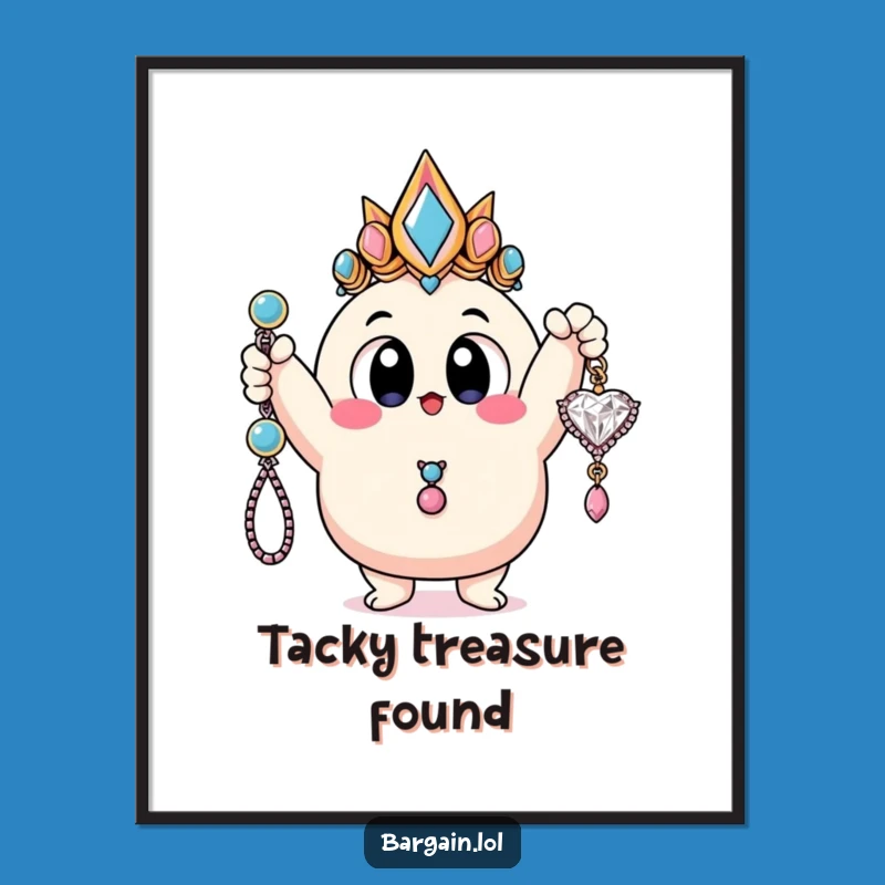 Funny Tacky Glamour Digital Print: Blob Character Joy, Hilarious Wall Decor