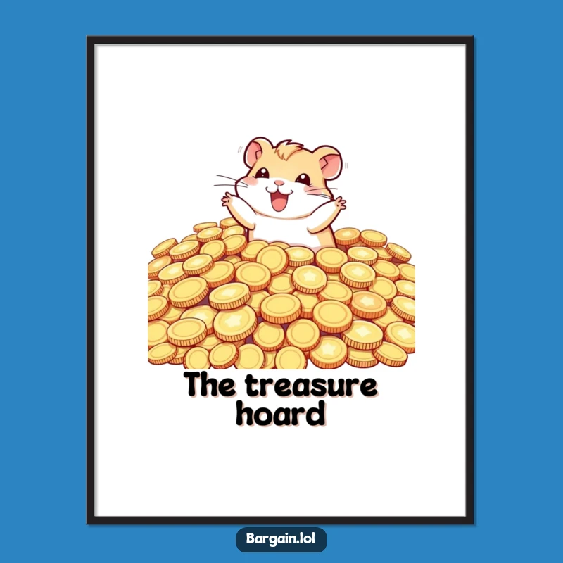 Funny Hamster Coin Dive Digital Art - Instant Riches & Humorous Decor Gift