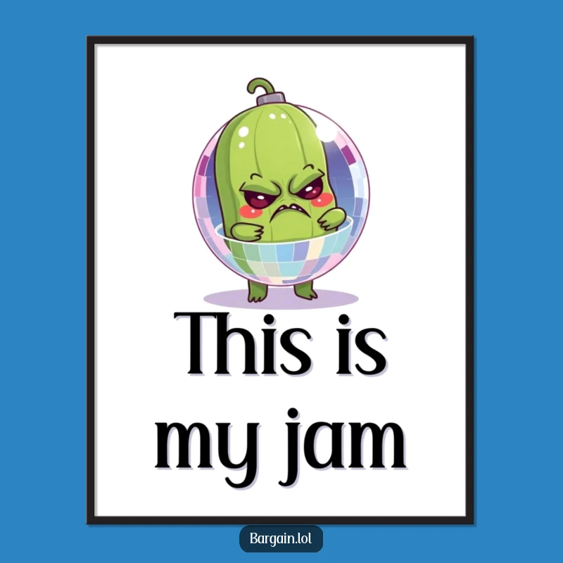 Funny Grumpy Pickle Disco Ball Digital Art: Hilarious Printable Decor