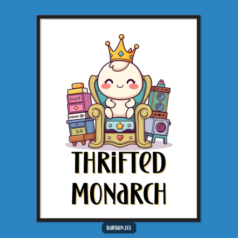 Funny Royal Thrifter Digital Print: Character Throne Art, Hilarious Decor