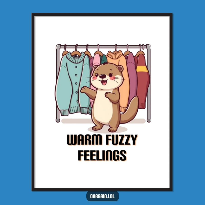Funny Kawaii Otter Digital Art: Sweater Dance Happiness Print