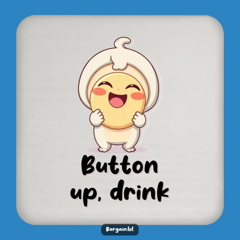 Funny Button Drink Coaster: Protect Your Surfaces with This Delightful Being's Giant Button!