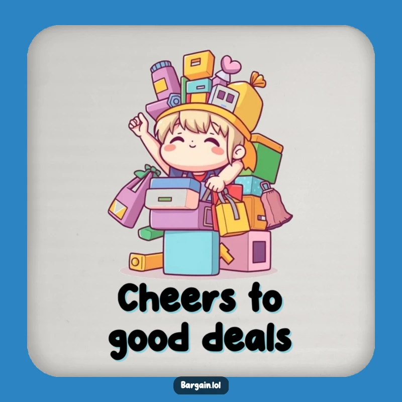 Funny Bargain Coaster: Protect Surfaces With Shopping Triumph