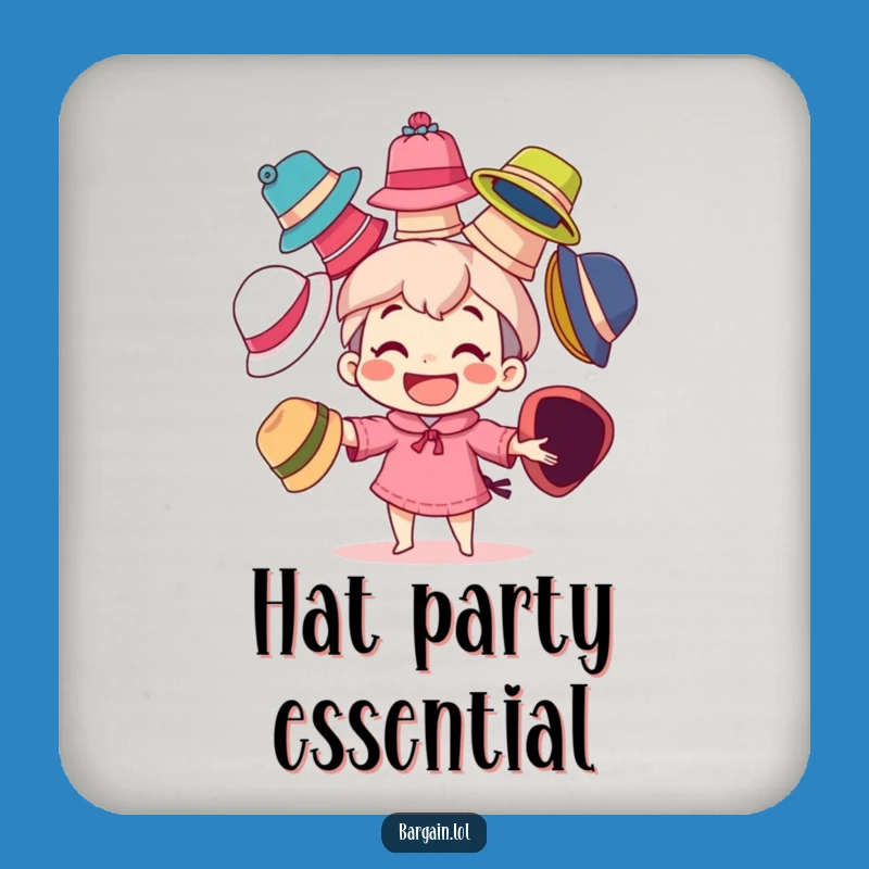 Funny Coaster: Juggling Hats Character - Grinning Art, Tabletop Funny Gift