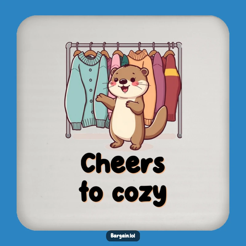 Funny Kawaii Otter Drink Coaster: Sweater Dance Party