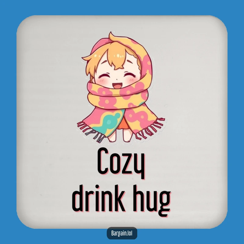 Funny Scarf Protection Coaster: Tiny Character's Huge Scarf Guards Your Surface!