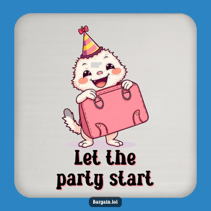 Funny Coaster Set: Party Creature with Retro Handbag - Stylish Drink Protection