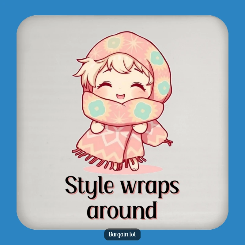 Funny Coaster: Radiant Smile, Giant Scarf Art - Protect Surfaces Funny Gift