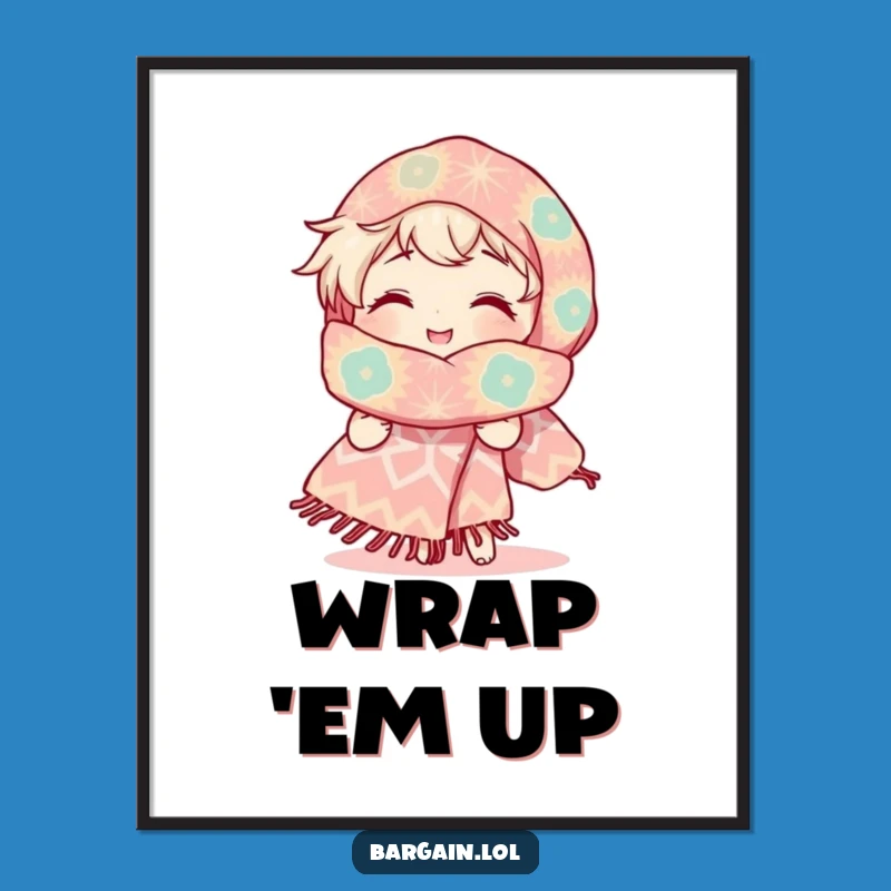 Funny Art Poster: Radiant Smile, Gigantic Scarf - Quirky Wall Decor Funny Gift