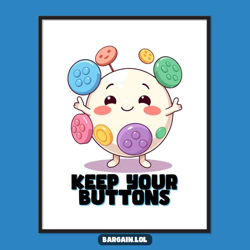 Funny Button Juggling Poster - Vibrant Wall Art for a Cheerful Space!