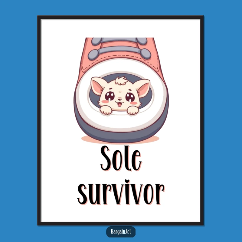 Funny Creature Shoe Peek Poster - Whimsical Wall Art for a Giggle!