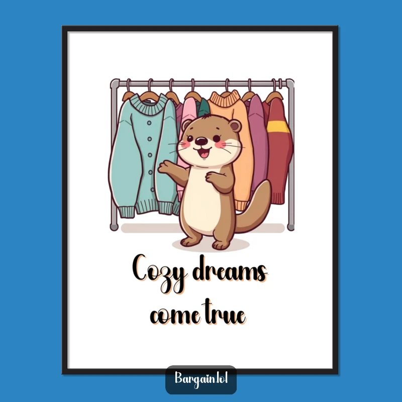 Funny Kawaii Otter Poster: Sweater Dance Art for Cozy Decor